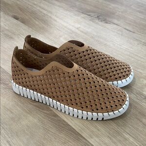 Brown Perforated Women's Loafers Wore Once.